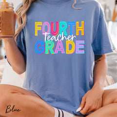 Retro Comfort Color Custom 4th Grade Teacher Shirt