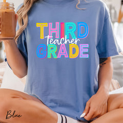 Custom Retro Comfort Colors Third Grade Teacher Shirt