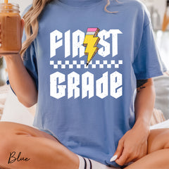 Retro Comfort Color First Grade Teacher Shirt