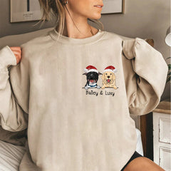 Custom Dog Santa Hat Sweatshirt, Christmas Dog Sweater