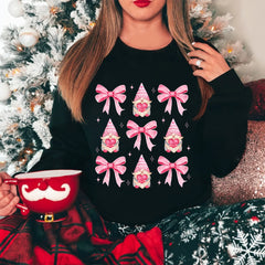 Coquette Christmas Pink Sweatshirt, Christmas Coquette Bow Sweater