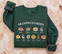 Grandma's Garden Sweatshirt With Custom Birthflower