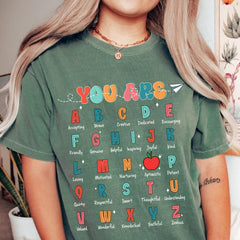 You Are Alphabet Teacher Shirt, ABC Affirmation Shirt