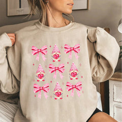 Coquette Christmas Pink Sweatshirt, Christmas Coquette Bow Sweater