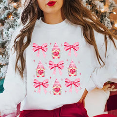 Coquette Christmas Pink Sweatshirt, Christmas Coquette Bow Sweater