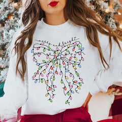 Christmas Coquette Bow Sweatshirt, Retro Bight New Year Holiday Sweatshirt