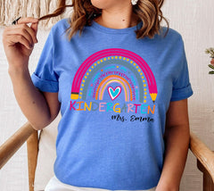 Kindergarten Teacher Shirt, Custom Rainbow Shirt