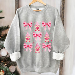 Coquette Christmas Pink Sweatshirt, Christmas Coquette Bow Sweater