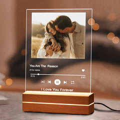 Personalized Valentines Day Gifts for Boyfriend | Custom Song Photo Plaque LED Night Light
