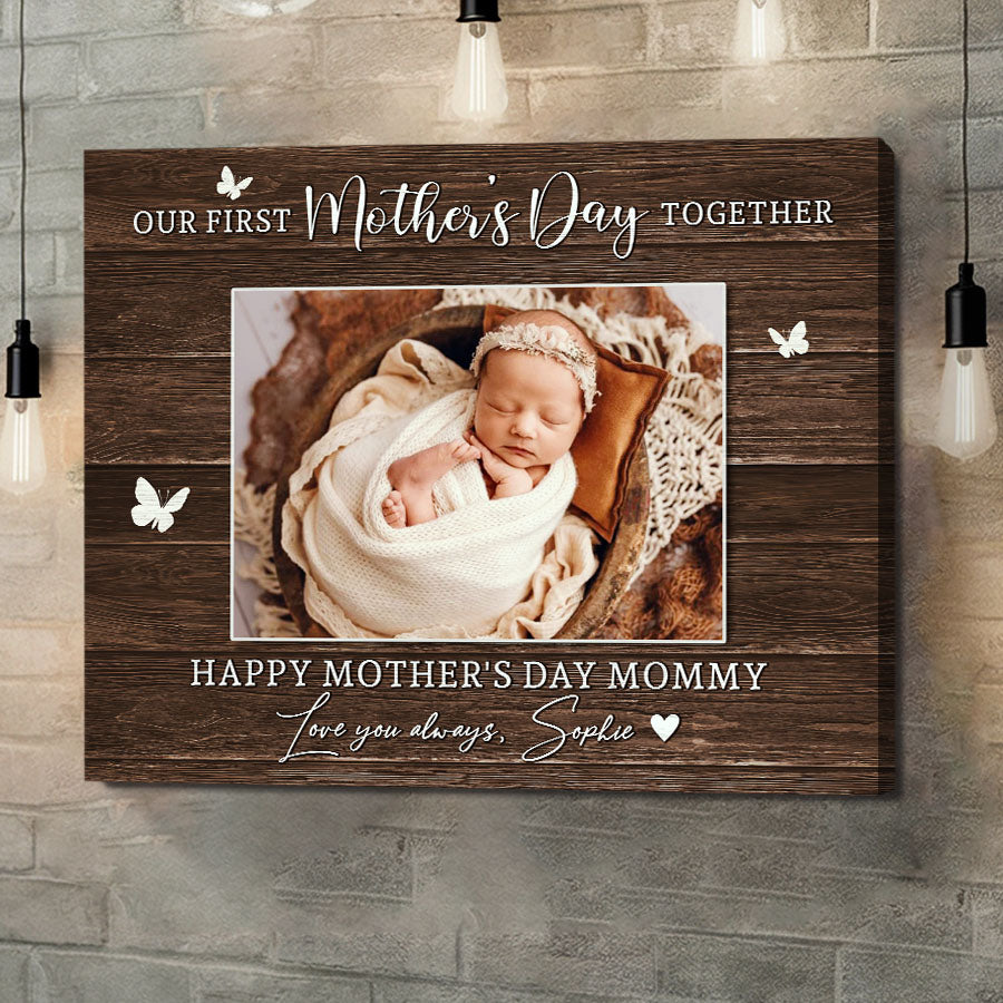 1st Mothers Day Gift From Baby | New Mom Canvas