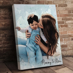 1st Mothers Day Gift | Personalized Watercolor Portrait Gift For New Mom | Gifts For The First Time Mom