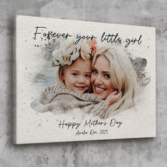 1st Mothers Day Gift | Wall Art Canvas Ready To Hang | Personalized Watercolor Portrait Gift For New Mom