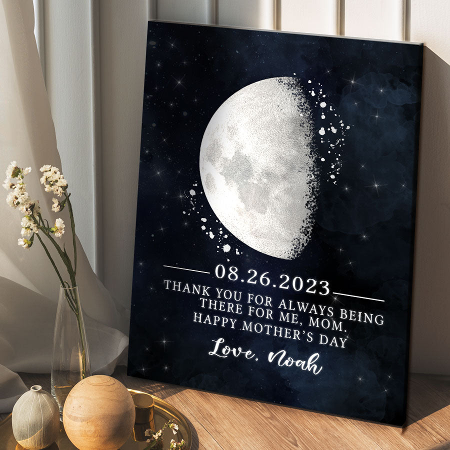 1st Mother's Day Gift | Custom Moon Phase Canvas Prints For Mother's Day