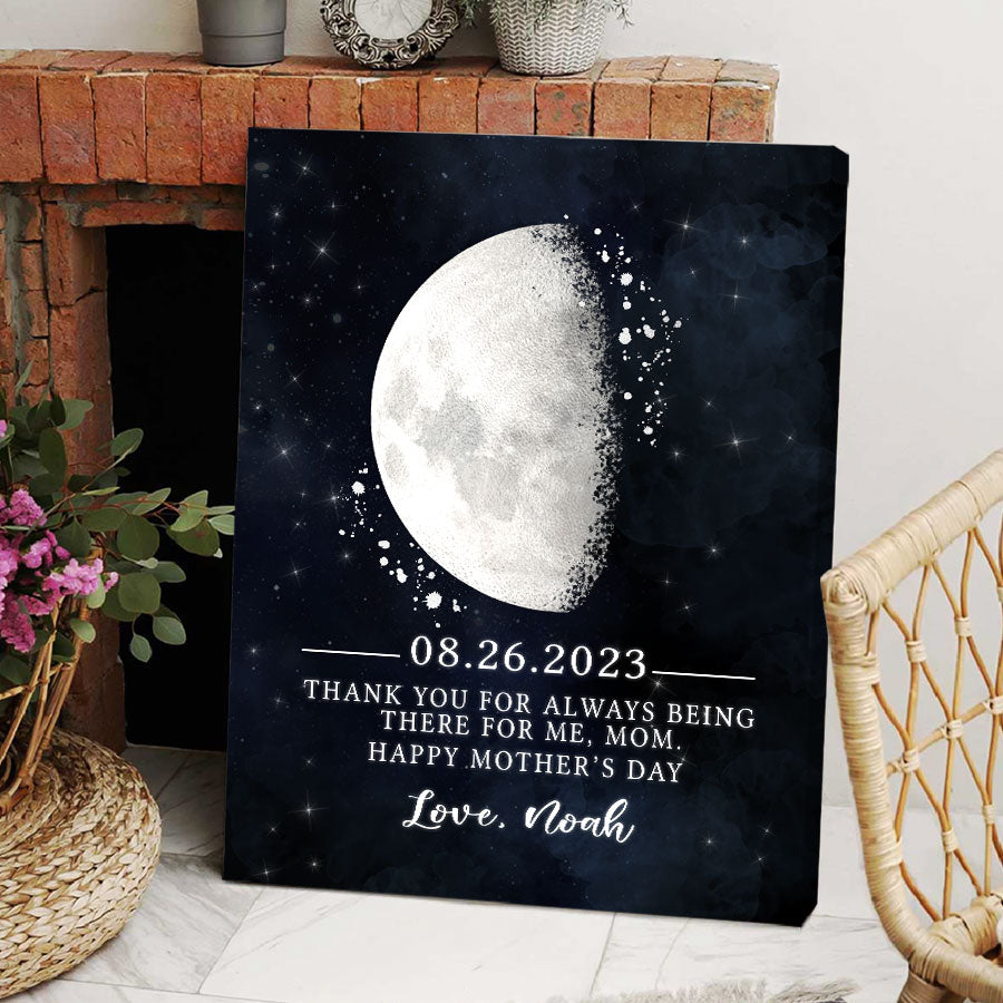 1st Mother's Day Gift | Custom Moon Phase Canvas Prints For Mother's Day