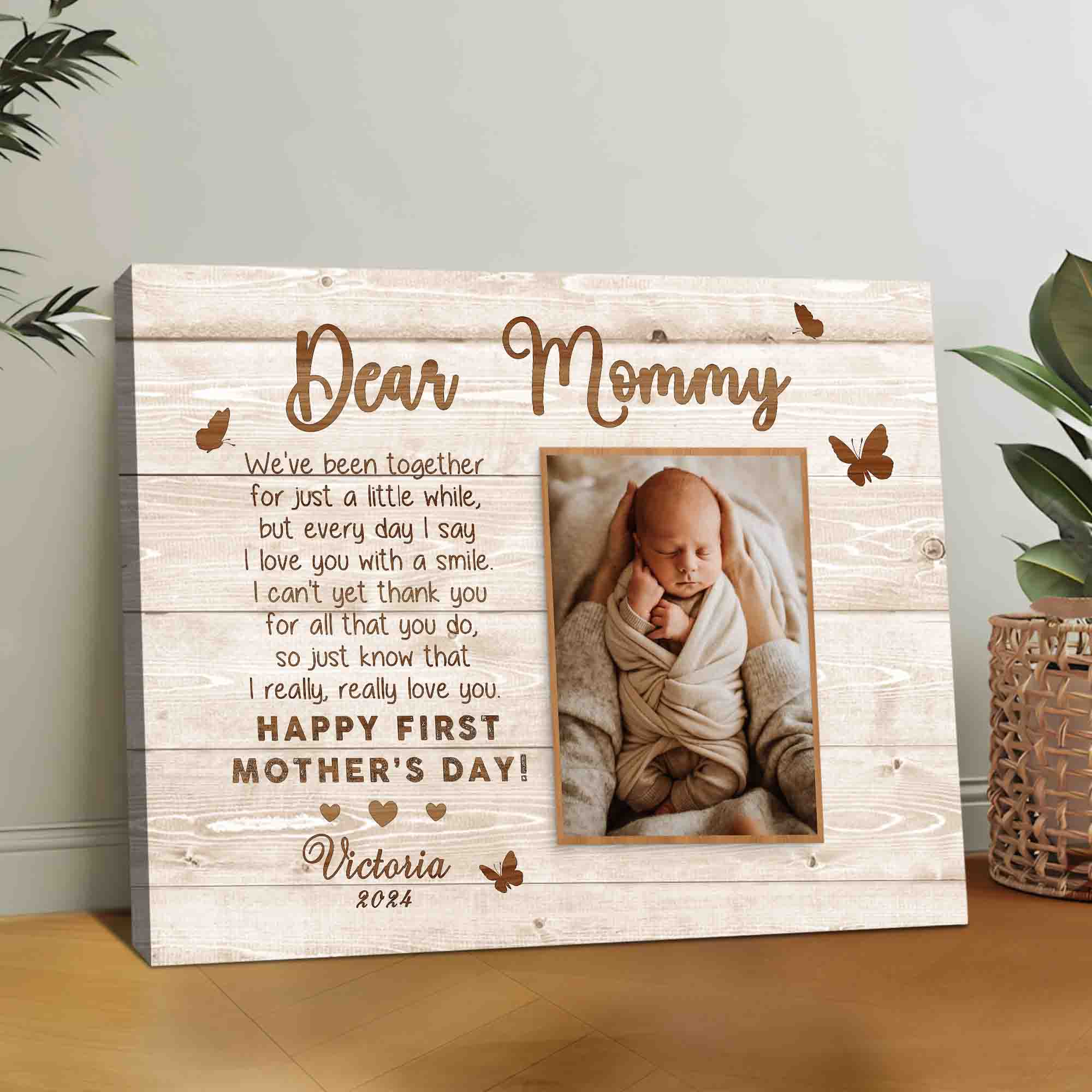 1st Mothers Day Gift | Dear Mommy Mother’s Day Picture Gift Canvas