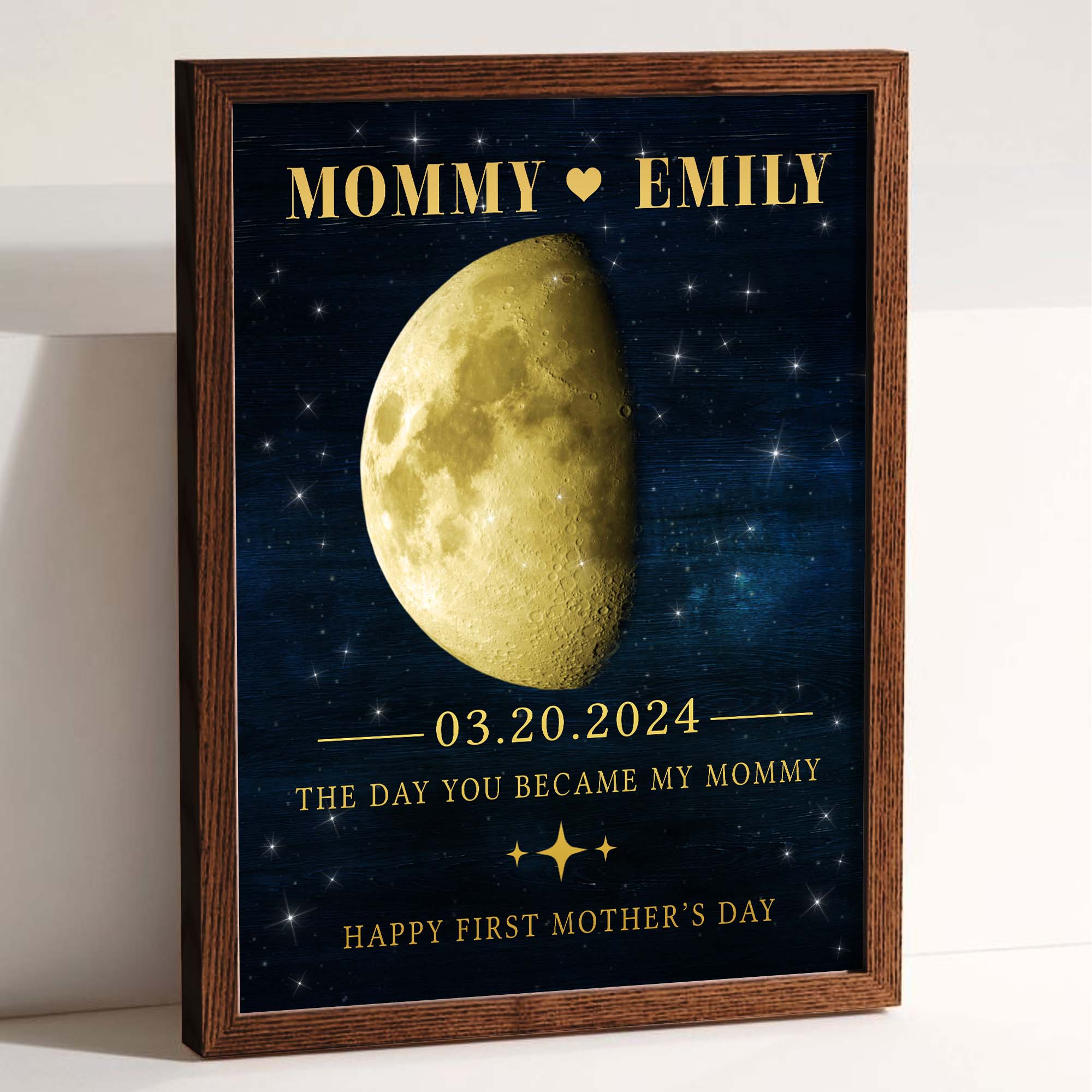 1st Mothers Day Gift | Personalized Moon Phase Canvas Mothers Day Gifts