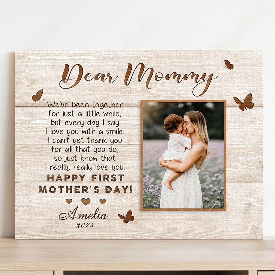 1st Mothers Day Gift | Dear Mommy Canvas Photo Prints Custom