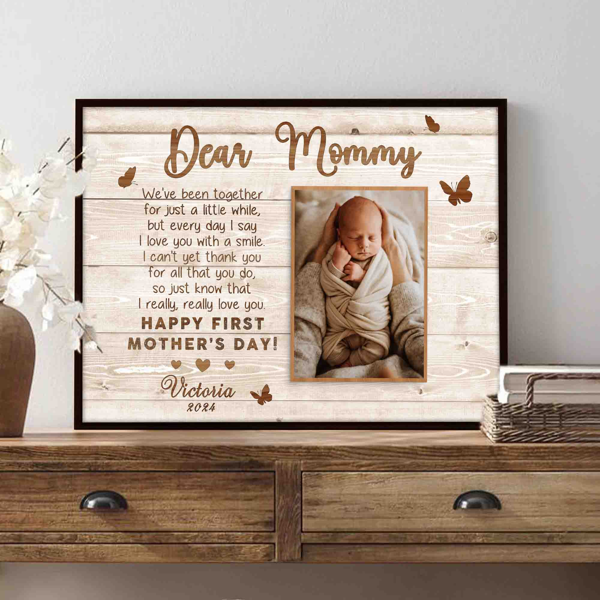 1st Mothers Day Gift | Dear Mommy Mother’s Day Picture Gift Canvas