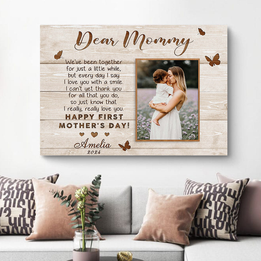 1st Mothers Day Gift | Dear Mommy Canvas Photo Prints Custom