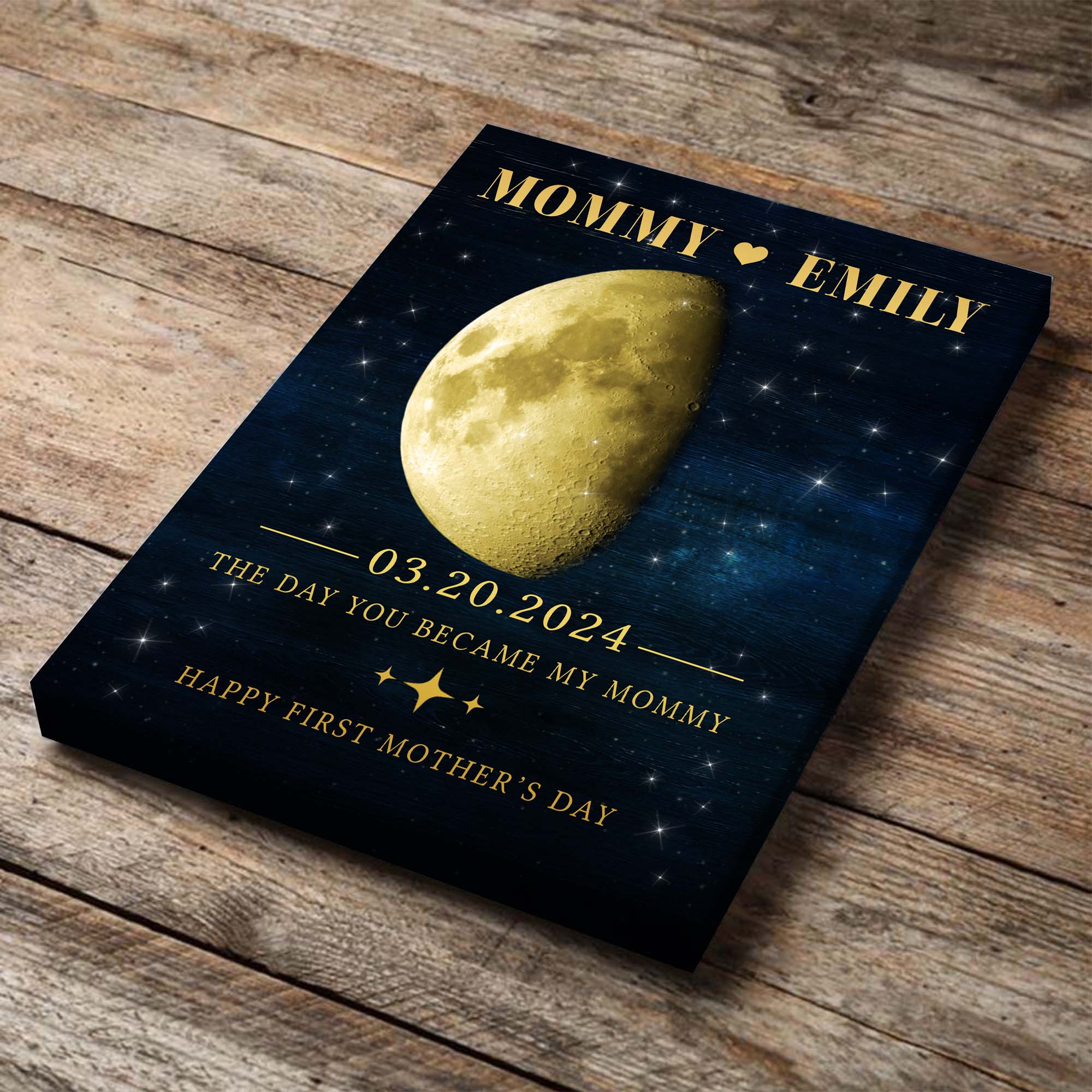 1st Mothers Day Gift | Personalized Moon Phase Canvas Mothers Day Gifts