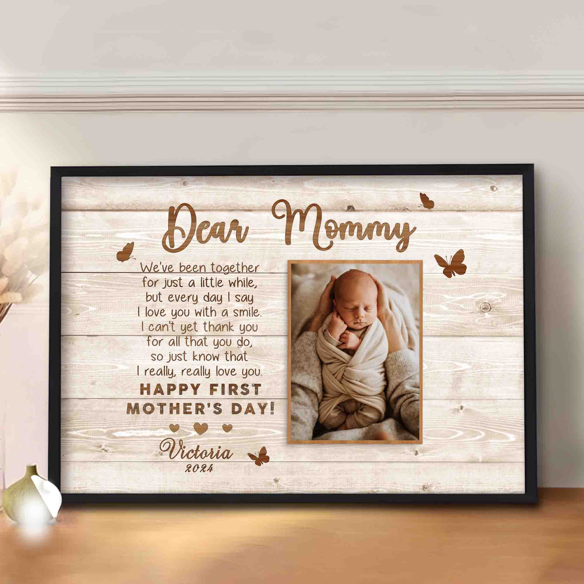 1st Mothers Day Gift | Dear Mommy Mother’s Day Picture Gift Canvas
