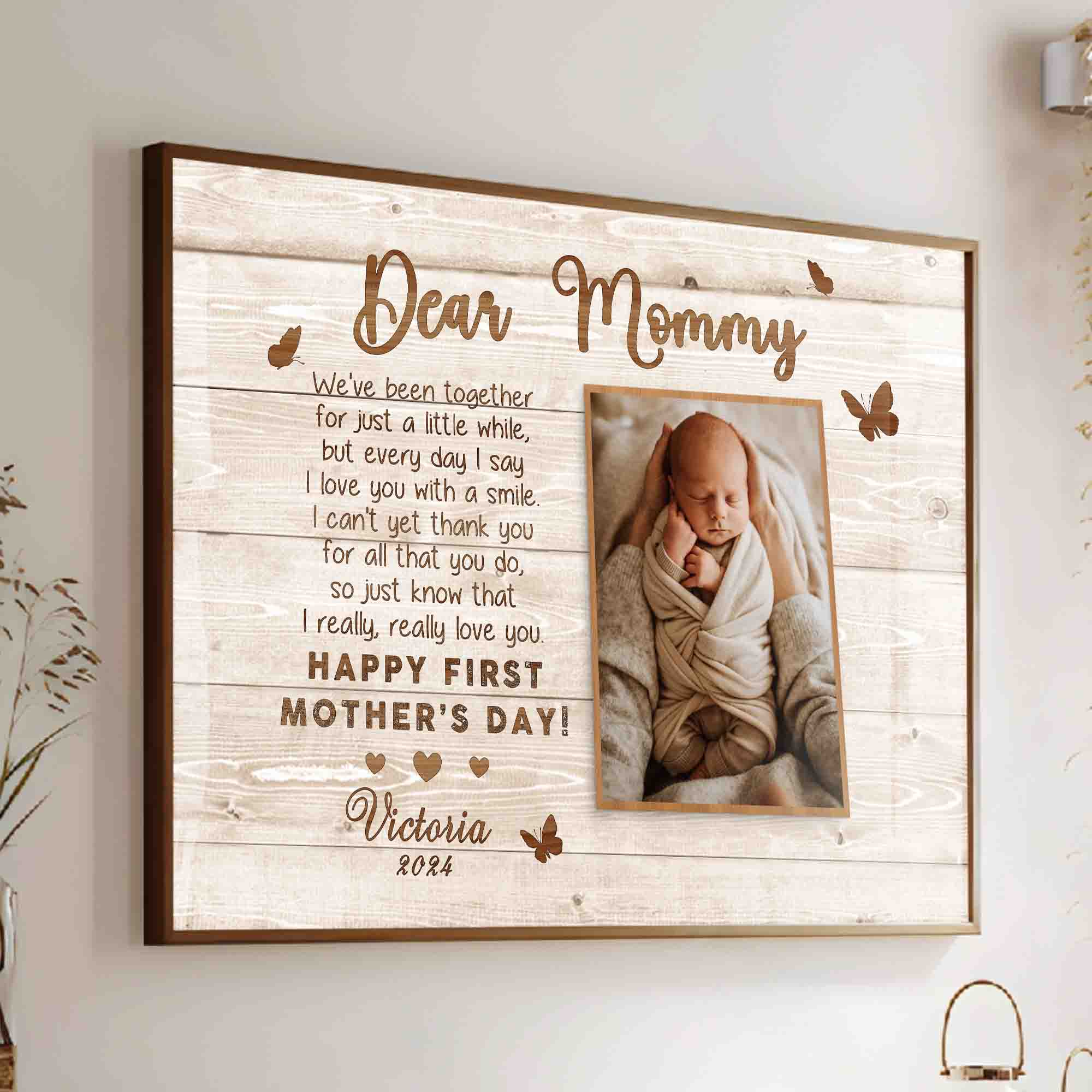 1st Mothers Day Gift | Dear Mommy Mother’s Day Picture Gift Canvas