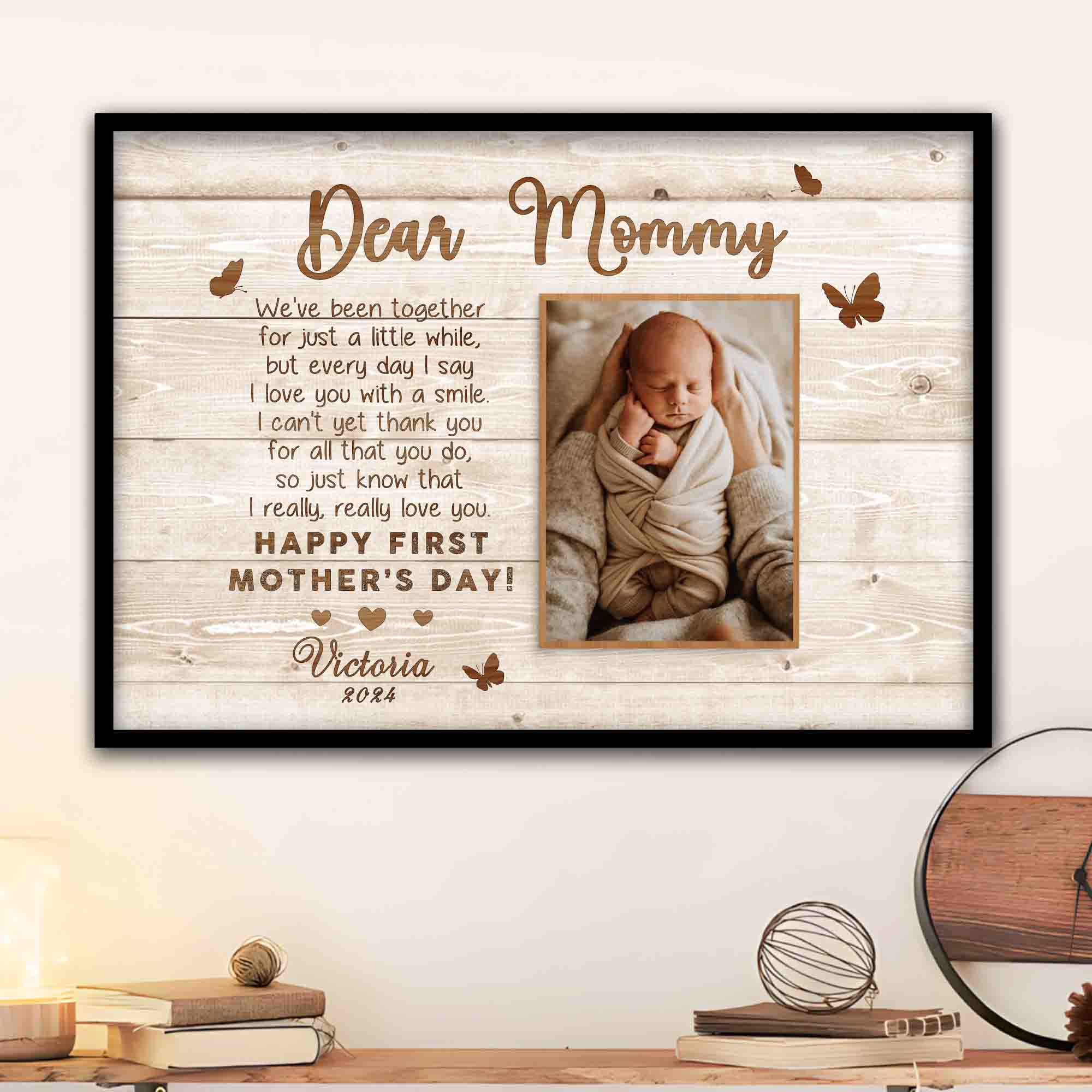 1st Mothers Day Gift | Dear Mommy Mother’s Day Picture Gift Canvas