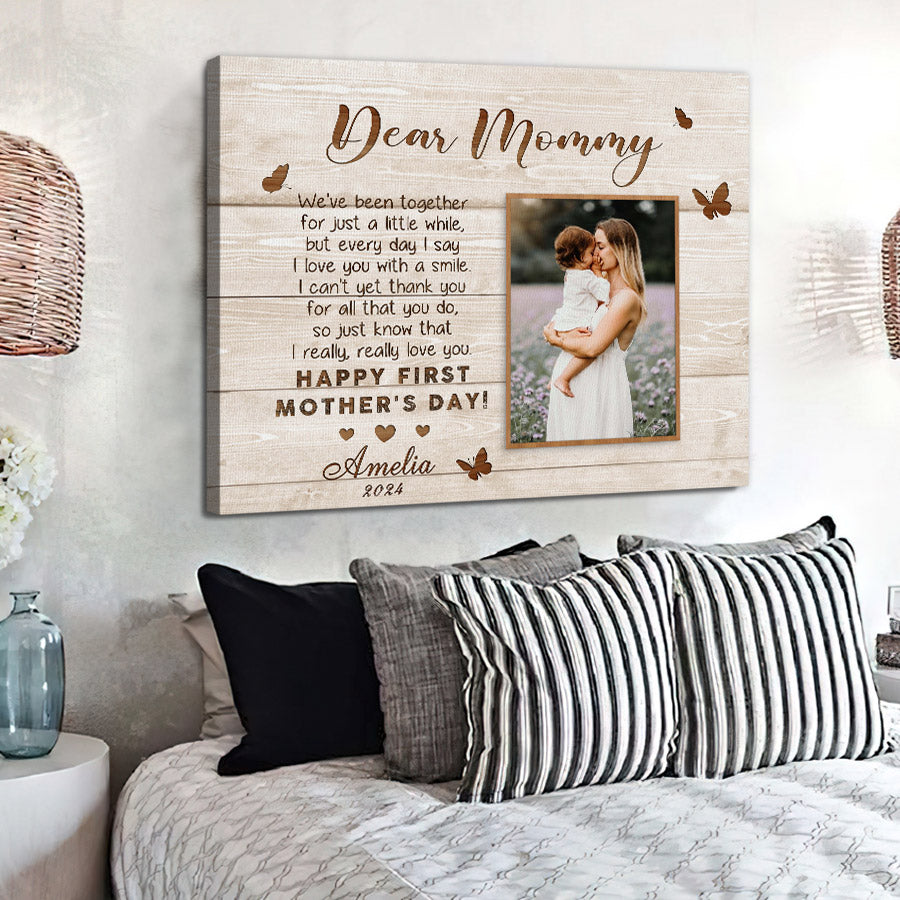 1st Mothers Day Gift | Dear Mommy Canvas Photo Prints Custom