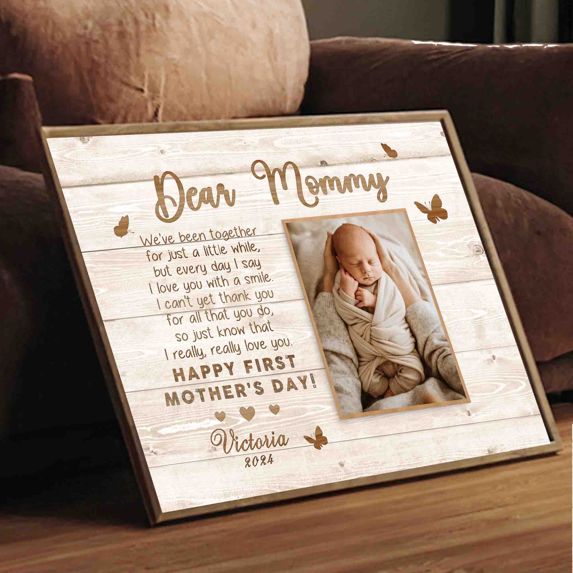 1st Mothers Day Gift | Dear Mommy Mother’s Day Picture Gift Canvas