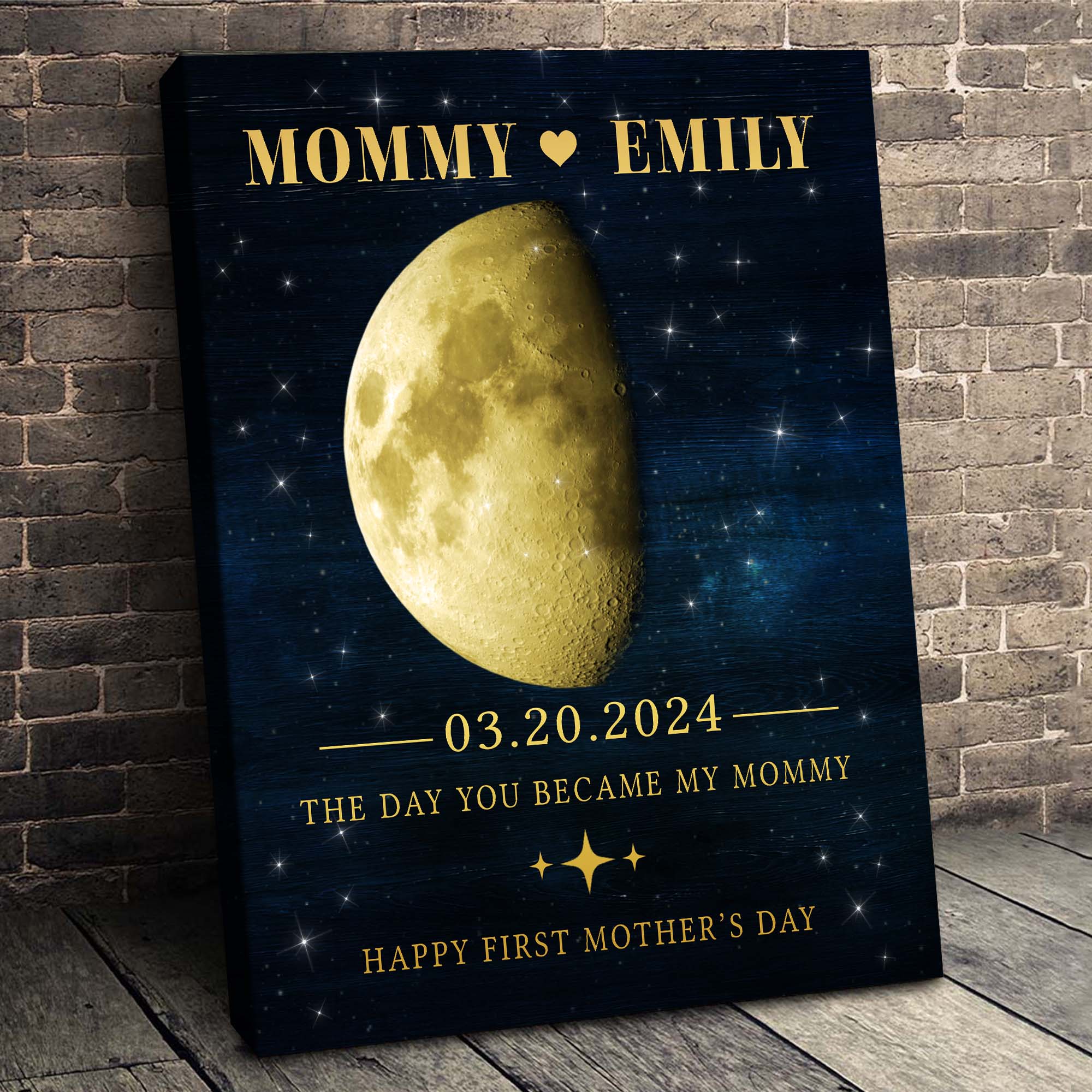 1st Mothers Day Gift | Personalized Moon Phase Canvas Mothers Day Gifts