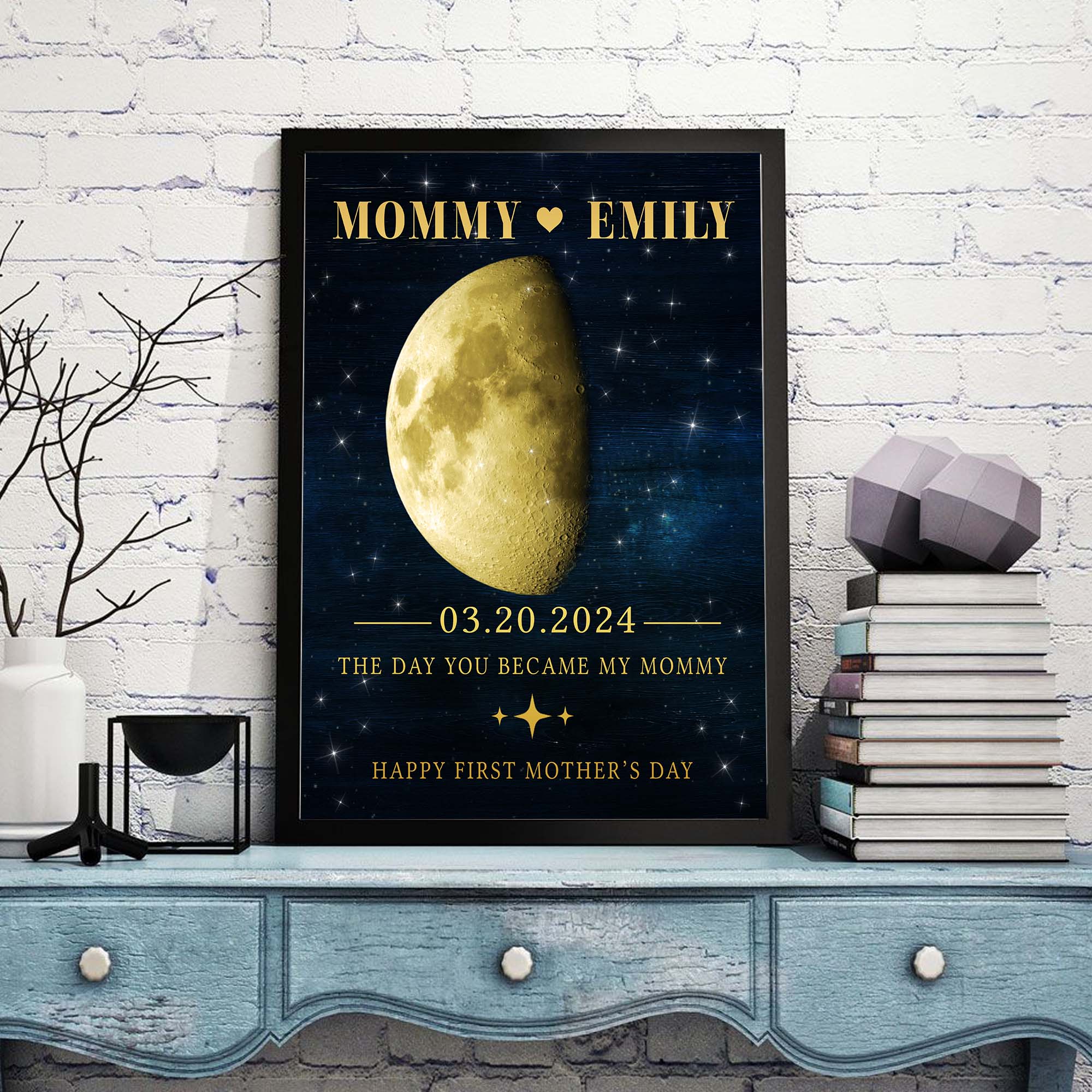 1st Mothers Day Gift | Personalized Moon Phase Canvas Mothers Day Gifts