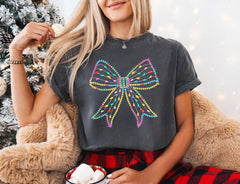 Christmas Lights Coquette Bow Shirt