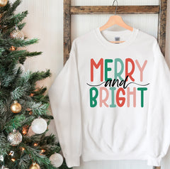 Merry And Bright Sweatshirt | Holiday Sweatshirt