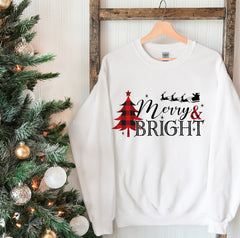 Merry And Bright Sweatshirt | Santa Christmas Sweatshirt