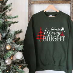 Merry And Bright Sweatshirt | Santa Christmas Sweatshirt