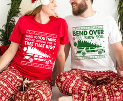 Bend Over and I'll Show You Shirt, Christmas Couple Matching Shirt