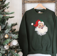 Vintage Santa Sweatshirt With Santa Cute Face