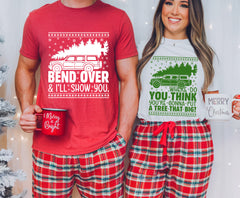 Bend Over and I'll Show You Christmas Couple Matching T-Shirt