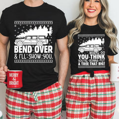 Bend Over and I'll Show You Christmas Couple Matching T-Shirt