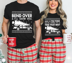 Bend Over and I'll Show You Shirt, Christmas Couple Matching Shirt