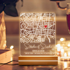 Personalised Engagement Night Light | Engagement Gift for Couple