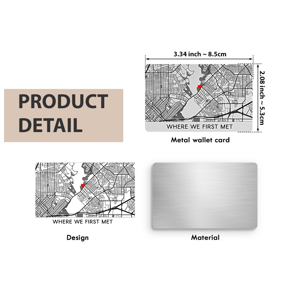 Custom Wallet Insert Card | Custom Map Wallet Card