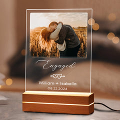 Engagement Gifts for Couples | Customized Acrylic Plaque for Engagement with Photo | 6 x 9 in
