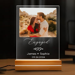 Engagement Gifts for Couples | Personalized Engaged Acrylic Plaque Led Night Light | 6 x 9 in