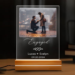 Engagement Gifts for Couples | Personalised Photo Acrylic Plaque LED Night Light | 6 x 9 in