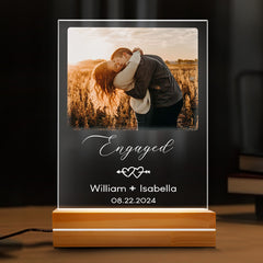 Engagement Gifts for Couples | Customized Acrylic Plaque for Engagement with Photo | 6 x 9 in