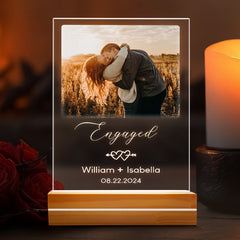Engagement Gifts for Couples | Customized Acrylic Plaque for Engagement with Photo | 6 x 9 in
