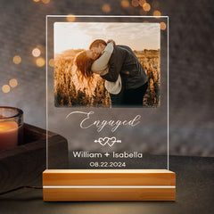 Engagement Gifts for Couples | Customized Acrylic Plaque for Engagement with Photo | 6 x 9 in