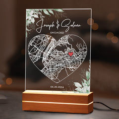 Engagement Gifts for Couples | Custom Acrylic Plaque Led Night Light | 6 x 9 in