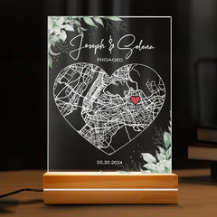Engagement Gifts for Couples | Custom Acrylic Plaque Led Night Light | 6 x 9 in